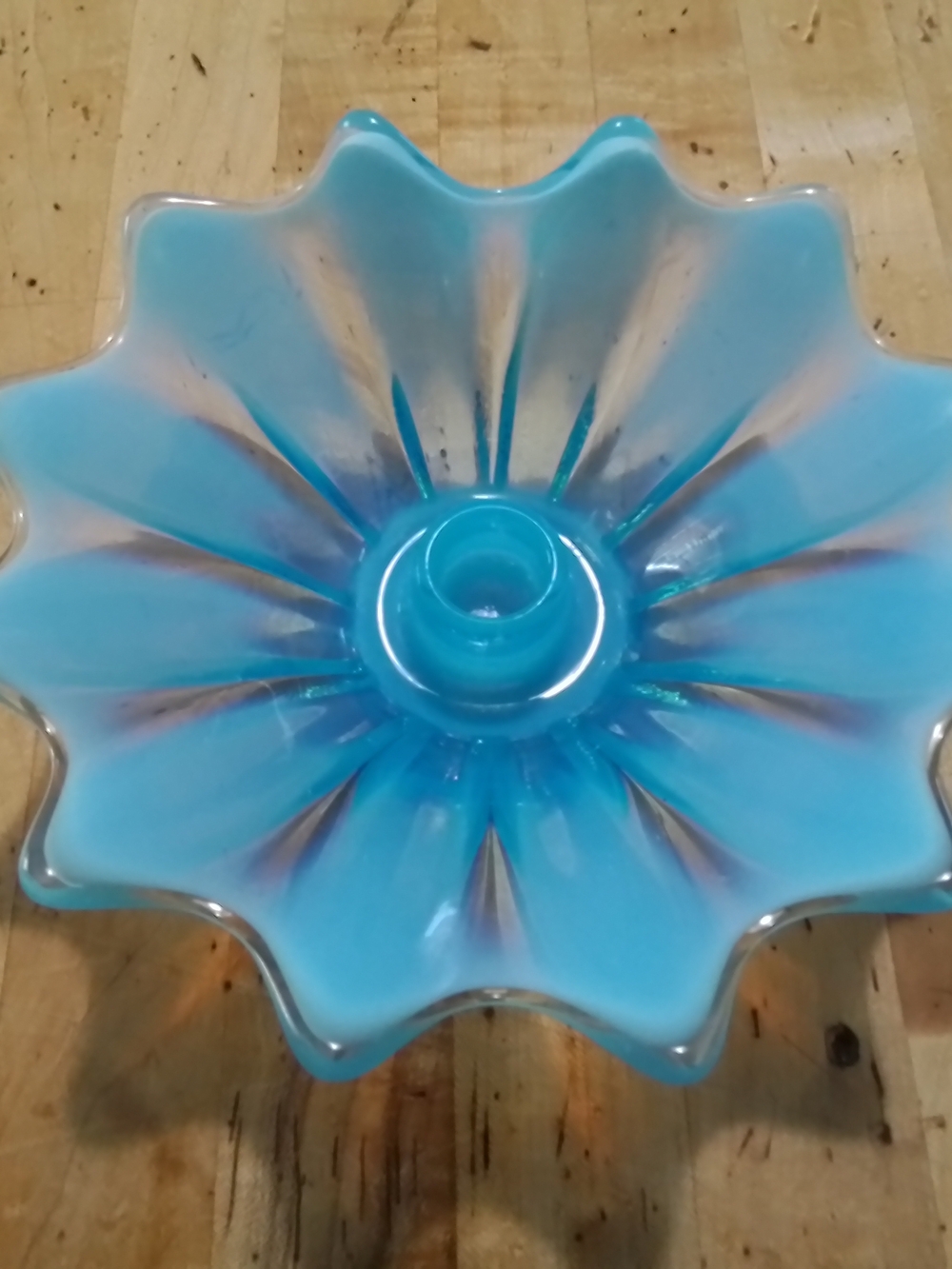 Fostoria Heirloom Opalescent Blue Candle Holder
